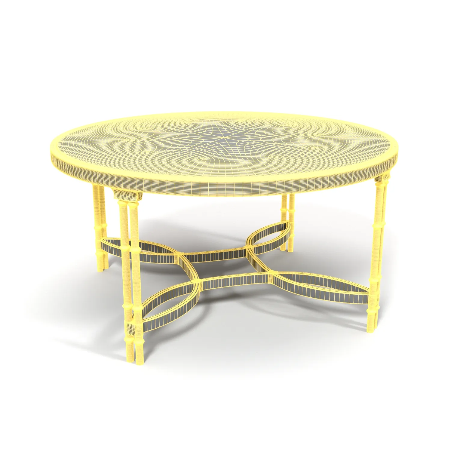 Handmade Decorative Rounded Coffee Table Gold Finish And Top Glass PBR 3D Model_07